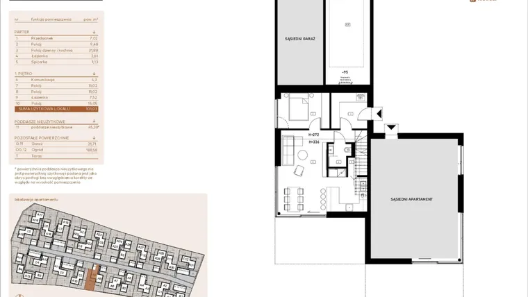 Rzut - Mieszkanie na sprzedaż 5 pokoi o powierzchni 101,03 m² - numer A9 w Kosocicka Ambient