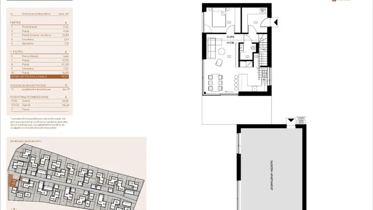 Rzut - Mieszkanie na sprzedaż 5 pokoi o powierzchni 99,97 m² - numer A14 w Kosocicka Ambient
