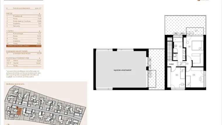 Rzut - Mieszkanie na sprzedaż 5 pokoi o powierzchni 101,03 m² - numer A12 w Kosocicka Ambient