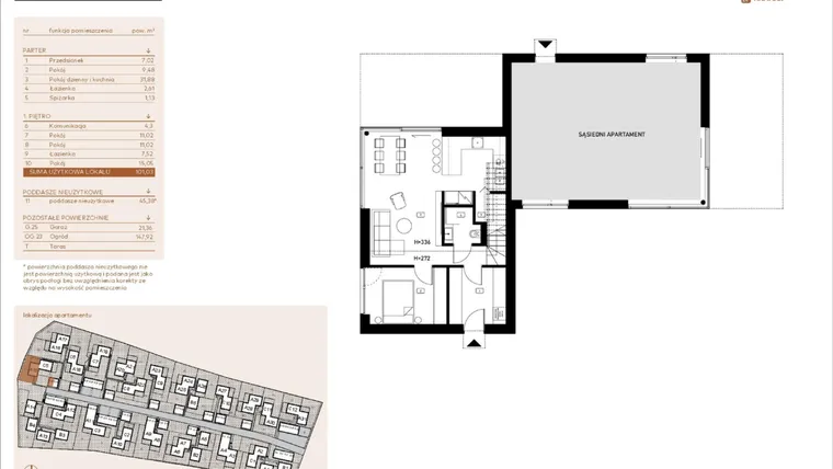 Rzut - Mieszkanie na sprzedaż 5 pokoi o powierzchni 101,03 m² - numer A15 w Kosocicka Ambient
