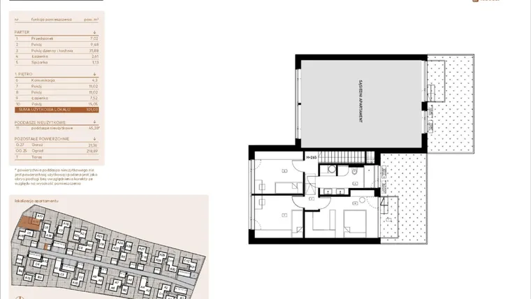 Rzut - Mieszkanie na sprzedaż 5 pokoi o powierzchni 101,03 m² - numer A16 w Kosocicka Ambient