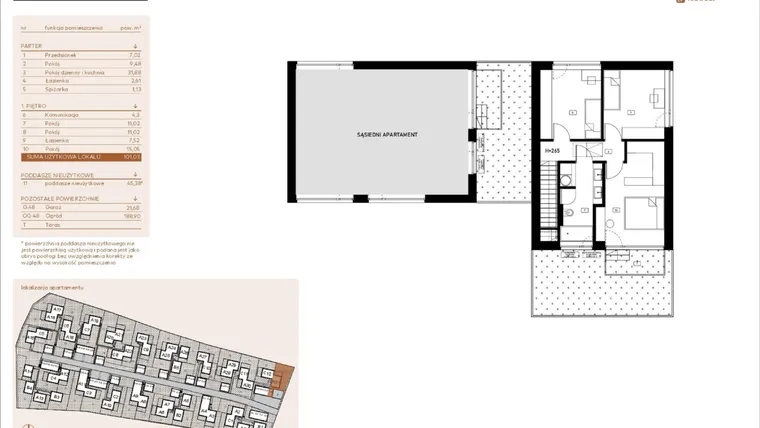 Rzut - Mieszkanie na sprzedaż 5 pokoi o powierzchni 101,03 m² - numer A31 w Kosocicka Ambient