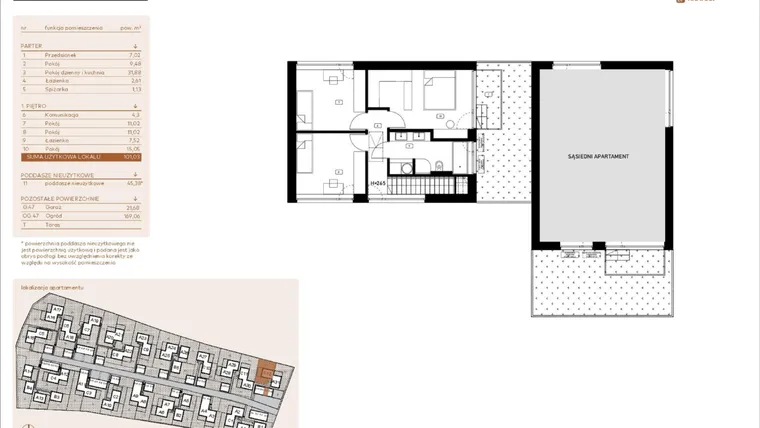Rzut - Mieszkanie na sprzedaż 5 pokoi o powierzchni 101,03 m² - numer C12 w Kosocicka Ambient