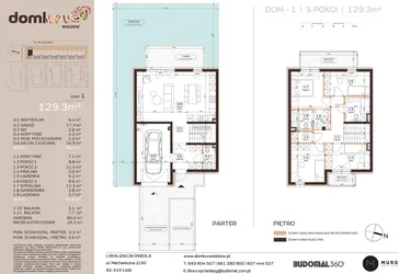 Rzut - Dom na sprzedaż 5 pokoi o powierzchni 129,3 m² - numer 1 w Domkove Widzew etap 2