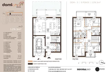 Rzut - Dom na sprzedaż 5 pokoi o powierzchni 129,3 m² - numer 3 w Domkove Widzew etap 2