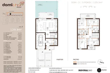 Rzut - Dom na sprzedaż 5 pokoi o powierzchni 129,3 m² - numer 3 w Domkove Widzew etap 2