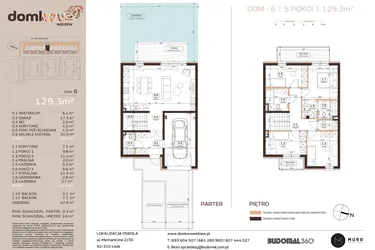 Rzut - Dom na sprzedaż 5 pokoi o powierzchni 129,3 m² - numer 6 w Domkove Widzew etap 2