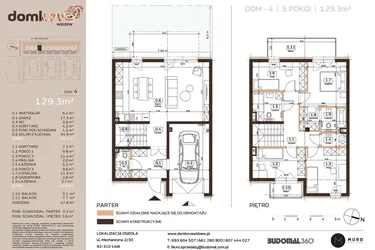 Rzut - Dom na sprzedaż 5 pokoi o powierzchni 129,3 m² - numer 4 w Domkove Widzew etap 2
