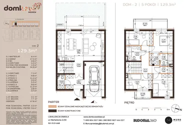 Rzut - Dom na sprzedaż 5 pokoi o powierzchni 129,3 m² - numer 2 w Domkove Widzew etap 2