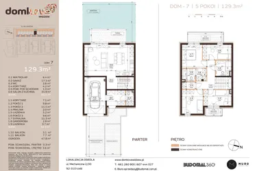 Rzut - Dom na sprzedaż 5 pokoi o powierzchni 129,3 m² - numer 7 w Domkove Widzew etap 2