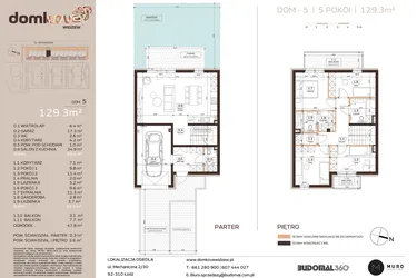 Rzut - Dom na sprzedaż 5 pokoi o powierzchni 129,3 m² - numer 5 w Domkove Widzew etap 2