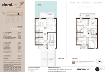 Rzut - Dom na sprzedaż 5 pokoi o powierzchni 129,3 m² - numer 10 w Domkove Widzew etap 2