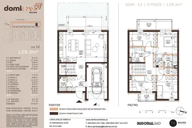 Rzut - Dom na sprzedaż 5 pokoi o powierzchni 129,3 m² - numer 12 w Domkove Widzew etap 2
