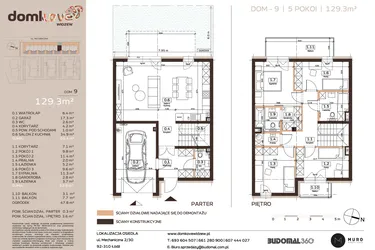 Rzut - Dom na sprzedaż 5 pokoi o powierzchni 129,3 m² - numer 9 w Domkove Widzew etap 2