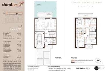 Rzut - Dom na sprzedaż 5 pokoi o powierzchni 129,3 m² - numer 9 w Domkove Widzew etap 2