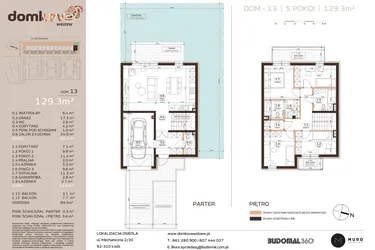 Rzut - Dom na sprzedaż 5 pokoi o powierzchni 129,3 m² - numer 13 w Domkove Widzew etap 2