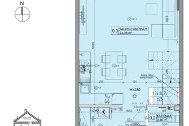 Rzut - Dom na sprzedaż 4 pokoje o powierzchni 85,17 m² - numer 174A w Arkady Walendów etap 3 i 4