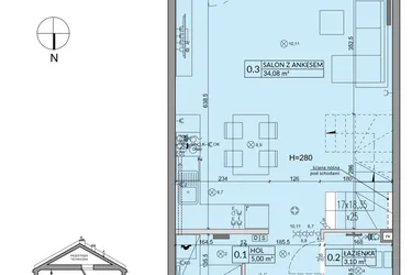 Rzut - Dom na sprzedaż 4 pokoje o powierzchni 85,17 m² - numer 175B w Arkady Walendów etap 3 i 4