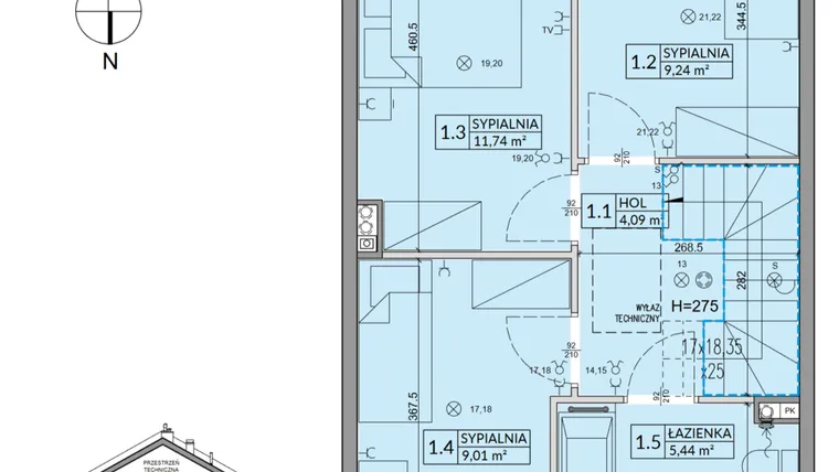 Rzut - Dom na sprzedaż 4 pokoje o powierzchni 85,17 m² - numer 176A w Arkady Walendów etap 3 i 4