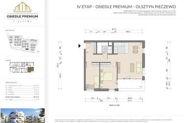 Rzut - Mieszkanie na sprzedaż 3 pokoje o powierzchni 58,53 m² - numer B3.2 w Osiedle Premium etap IV
