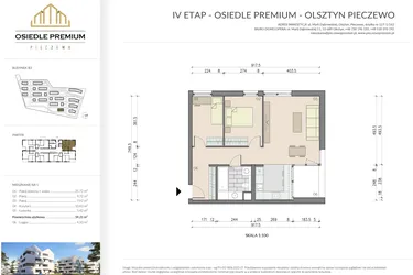 Rzut - Mieszkanie na sprzedaż 3 pokoje o powierzchni 59,21 m² - numer B3.1 w Osiedle Premium etap IV