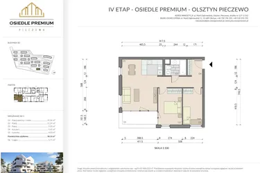 Rzut - Mieszkanie na sprzedaż 3 pokoje o powierzchni 58,53 m² - numer B3.5 w Osiedle Premium etap IV