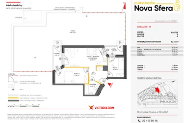 Rzut - Mieszkanie na sprzedaż 3 pokoje o powierzchni 52,66 m² - numer 11 w Miasteczko Nova Sfera 5
