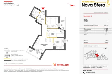 Rzut - Mieszkanie na sprzedaż 3 pokoje o powierzchni 58,5 m² - numer 37 w Miasteczko Nova Sfera 5