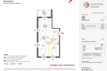 Rzut - Mieszkanie na sprzedaż 3 pokoje o powierzchni 53,25 m² - numer F.140 w Piastova Osada