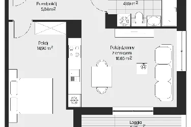 Rzut - Mieszkanie na sprzedaż 2 pokoje o powierzchni 44,28 m² - numer G1-110 w Piasta Park VI