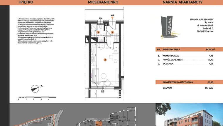 Rzut - Mieszkanie na sprzedaż 1 pokój o powierzchni 30,1 m² - numer 5 w Buraczana 27