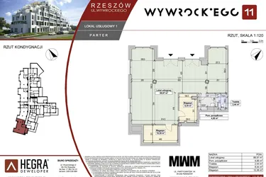 Rzut - Lokal użytkowy na sprzedaż 5 pokoi o powierzchni 115,06 m² - numer LU1 w Apartamenty Wywrockiego 11