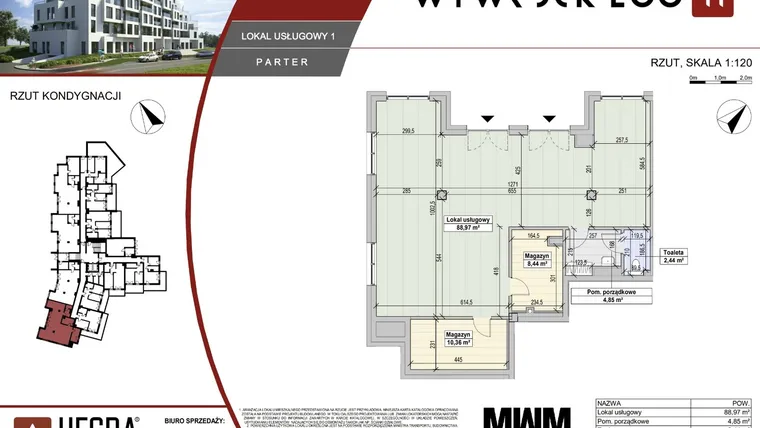 Rzut - Lokal użytkowy na sprzedaż 5 pokoi o powierzchni 115,06 m² - numer LU1 w Apartamenty Wywrockiego 11