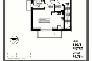 Rzut - Mieszkanie na sprzedaż 3 pokoje o powierzchni 74,75 m² - numer B10/B w Osiedle Lente Zacharzyce
