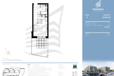 Rzut - Mieszkanie na sprzedaż 1 pokój o powierzchni 29,18 m² - numer C2.K2.2.5 w Stocznia Residence