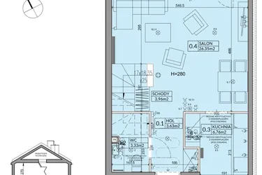 Rzut - Dom na sprzedaż 4 pokoje o powierzchni 82,07 m² - numer 53A w Nova Magdalenka 7 etap IV-VI