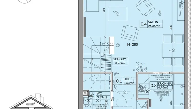 Rzut - Dom na sprzedaż 4 pokoje o powierzchni 82,07 m² - numer 53A w Nova Magdalenka 7 etap IV-VI