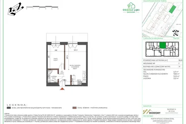 Rzut - Mieszkanie na sprzedaż 2 pokoje o powierzchni 38 m² - numer 3 w Osiedle Polna bud. 5