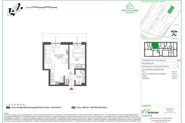 Rzut - Mieszkanie na sprzedaż 2 pokoje o powierzchni 38,86 m² - numer 2 w Osiedle Polna bud. 5