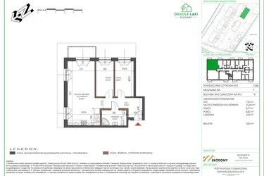 Rzut - Mieszkanie na sprzedaż 3 pokoje o powierzchni 53,86 m² - numer 7 w Osiedle Polna bud. 5