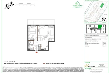 Rzut - Mieszkanie na sprzedaż 2 pokoje o powierzchni 39,89 m² - numer 4 w Osiedle Polna bud. 5