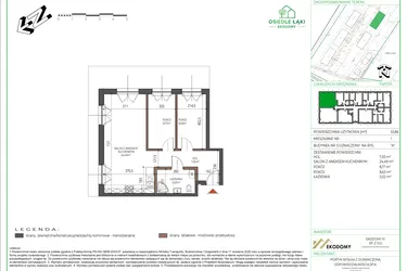 Rzut - Mieszkanie na sprzedaż 3 pokoje o powierzchni 53,86 m² - numer 1 w Osiedle Polna bud. 5
