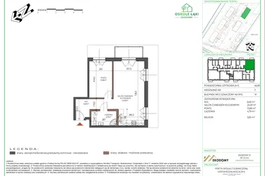 Rzut - Mieszkanie na sprzedaż 2 pokoje o powierzchni 46,9 m² - numer 11 w Osiedle Polna bud. 5