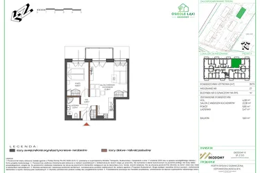 Rzut - Mieszkanie na sprzedaż 2 pokoje o powierzchni 39,89 m² - numer 27 w Osiedle Polna bud. 5