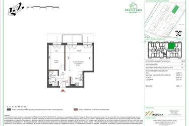 Rzut - Mieszkanie na sprzedaż 2 pokoje o powierzchni 39,73 m² - numer 27 w Osiedle Polna bud. 5