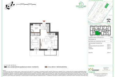 Rzut - Mieszkanie na sprzedaż 2 pokoje o powierzchni 38,93 m² - numer 13 w Osiedle Polna bud. 5