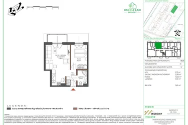 Rzut - Mieszkanie na sprzedaż 2 pokoje o powierzchni 38,86 m² - numer 8 w Osiedle Polna bud. 5