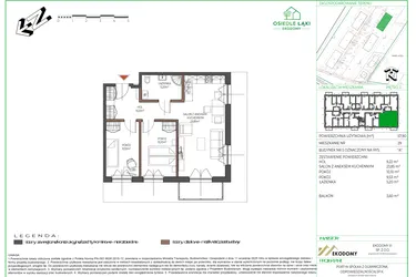 Rzut - Mieszkanie na sprzedaż 3 pokoje o powierzchni 57,85 m² - numer 29 w Osiedle Polna bud. 5