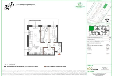 Rzut - Mieszkanie na sprzedaż 3 pokoje o powierzchni 53,73 m² - numer 15 w Osiedle Polna bud. 5