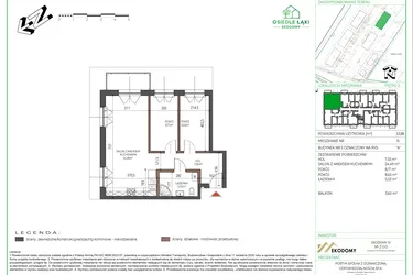 Rzut - Mieszkanie na sprzedaż 3 pokoje o powierzchni 53,86 m² - numer 15 w Osiedle Polna bud. 5